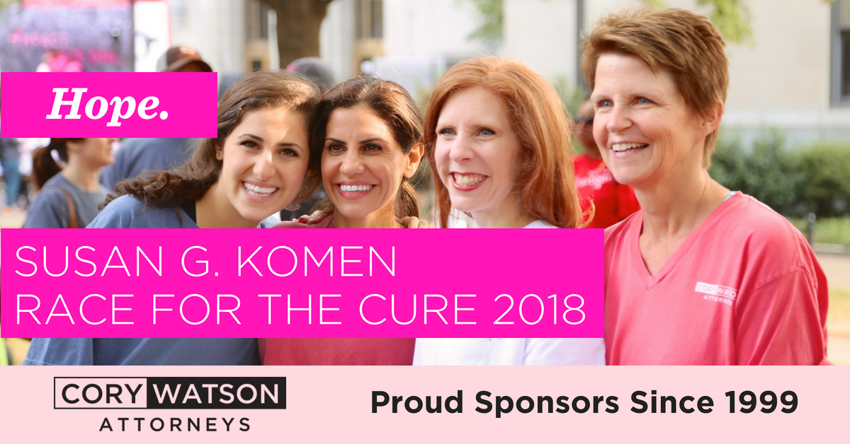 Cory Watson Attorneys Komen Race for the Cure Breast Cancer Awareness Birmingham Alabama